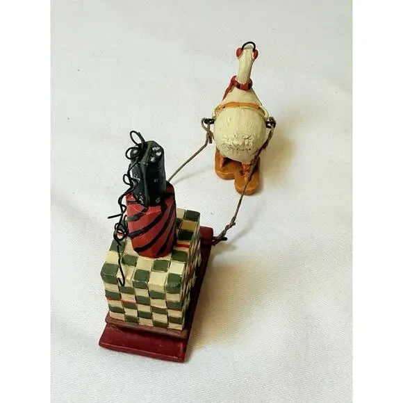 Blossom Bucket Betty Whimsical Anthropomorphic Goose Pulling Sleigh Of Gifts - Picture 6 of 9